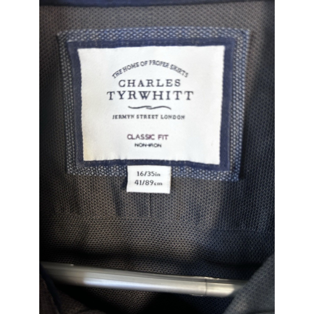 Charles Tyrwhitt Men's Button Down Shirt Size 16/35 In Shirt Grey Gray Non Iron